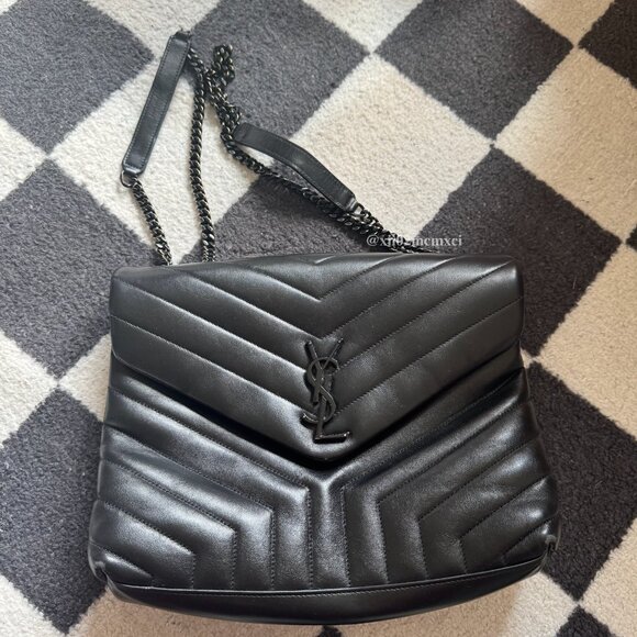 SAINT LAURENT CALFSKIN Y QUILTED MEDIUM LOULOU CHAIN BAG - Picture 1 of 14